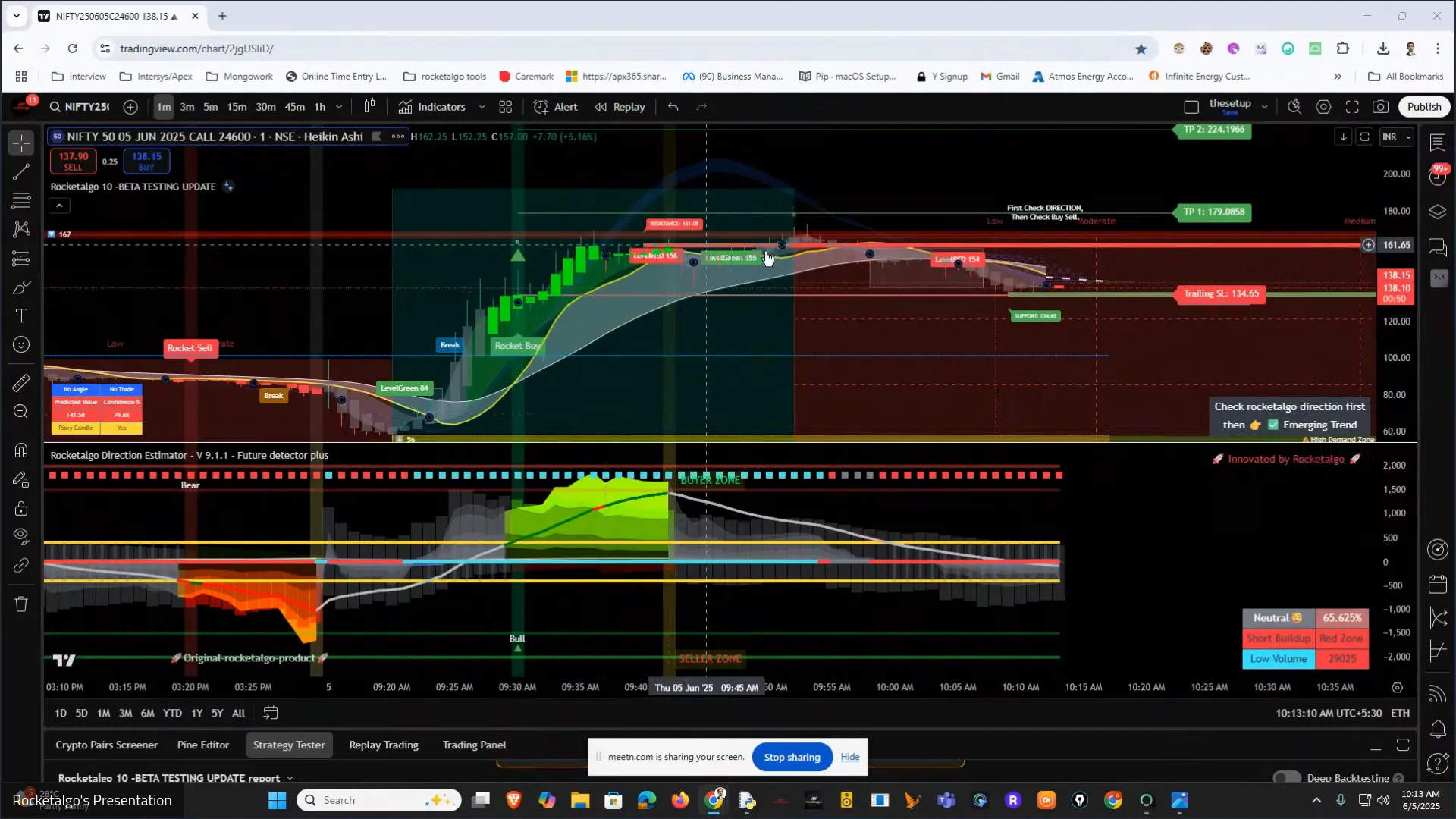 Trading application interface