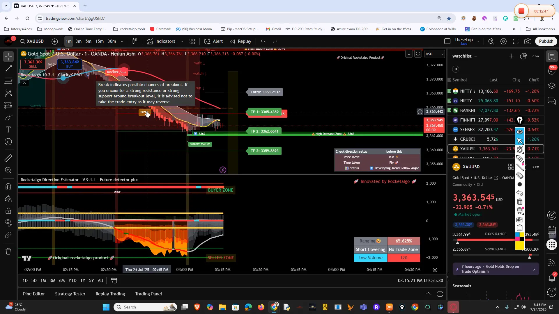 Screenshot of live trade profit from Forex scalp trading