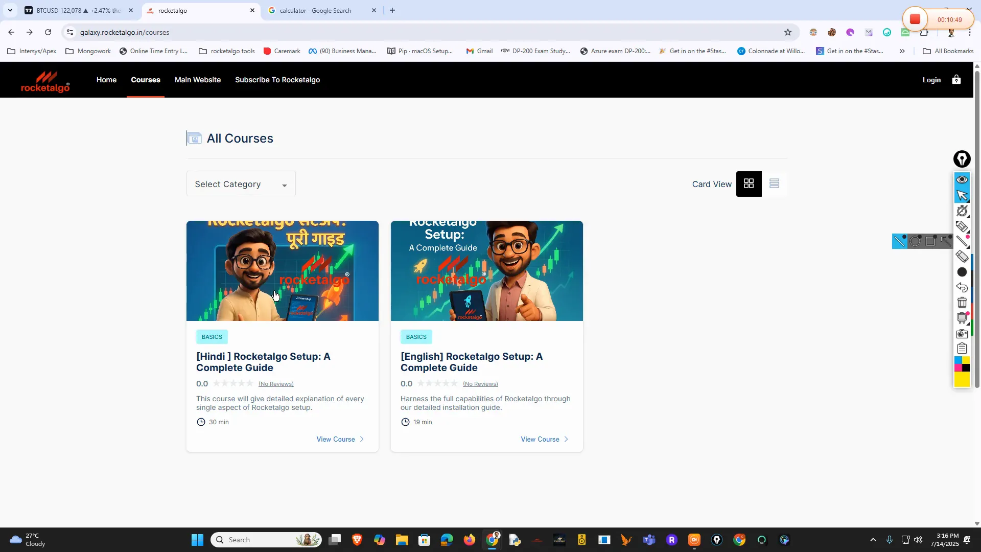 Rocketalgo free trading courses in English and Hindi