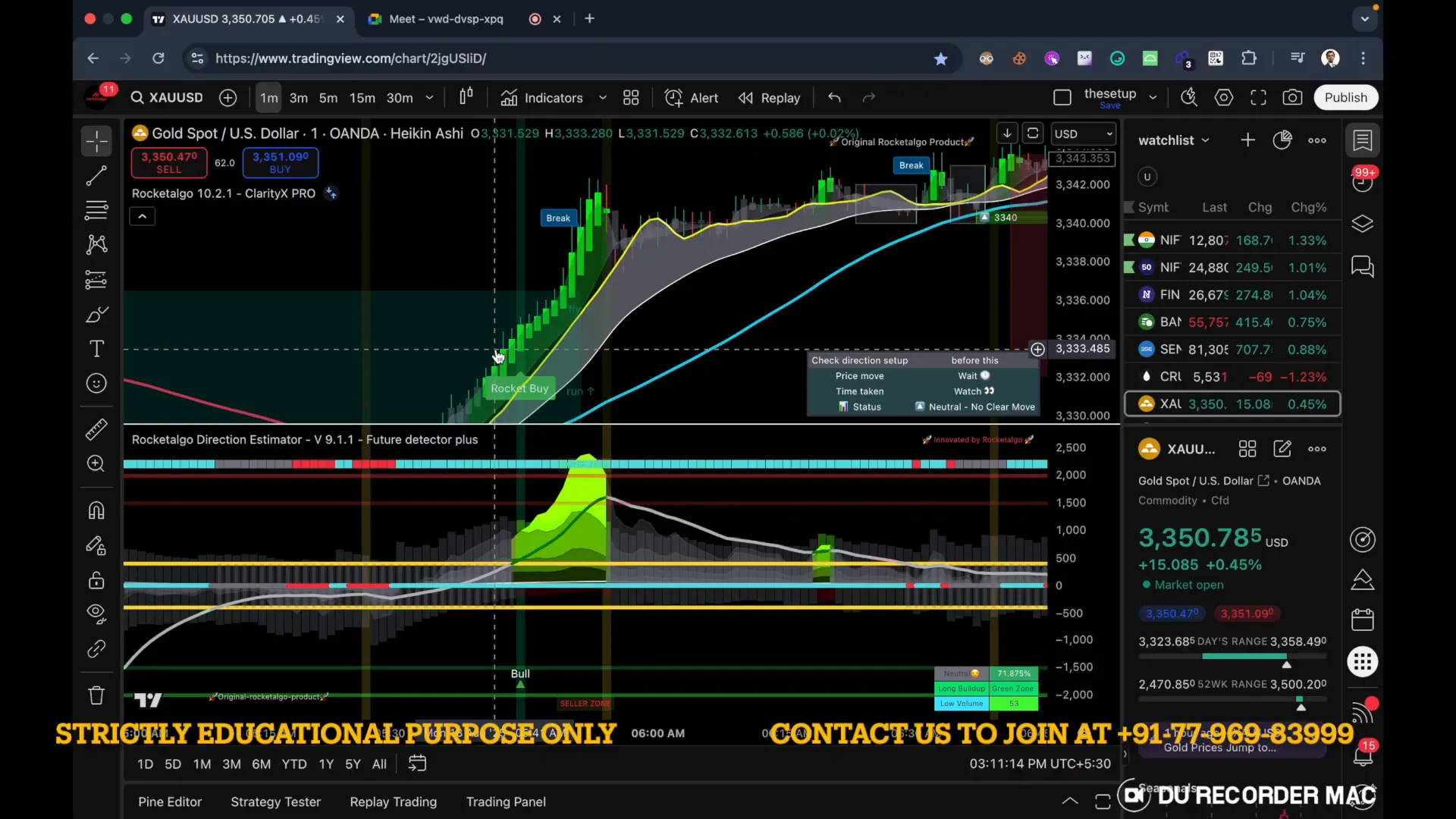 Early morning gold/metal trade showing a large multi-dollar movement captured during non-Indian hours
