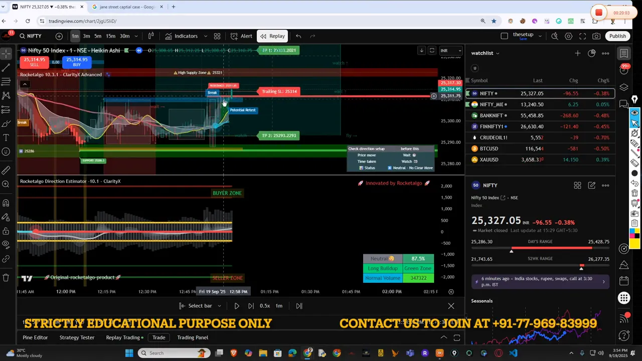Replay mode showing breakout point and blue marker