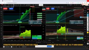 High‑resolution TradingView screenshot: Nifty momentum candles, marked buyer zone, money‑flow/volume visualization and corresponding option premium chart.