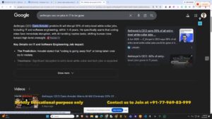 Screenshot showing Anthropic CEO Dario Amodei warning about AI disrupting entry-level jobs in 1–5 years